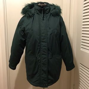 Womens Out Brook Green Coat Faux Fur Sz S